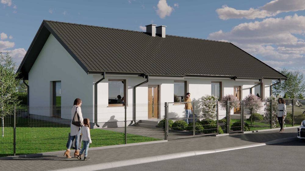 Nowy PARTEROWY dom jednorodzinny w zabudowie bliźniaczej
