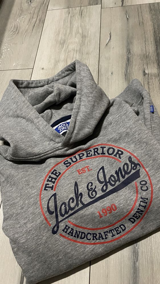 Bluza Jack&Jones S damska szara bawełna/wiskoza kaptur, kieszenie