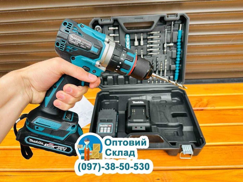 Якісний Шуруповерт Makita DHP485 BLACK З набором, Потужність 95Nm 36/6