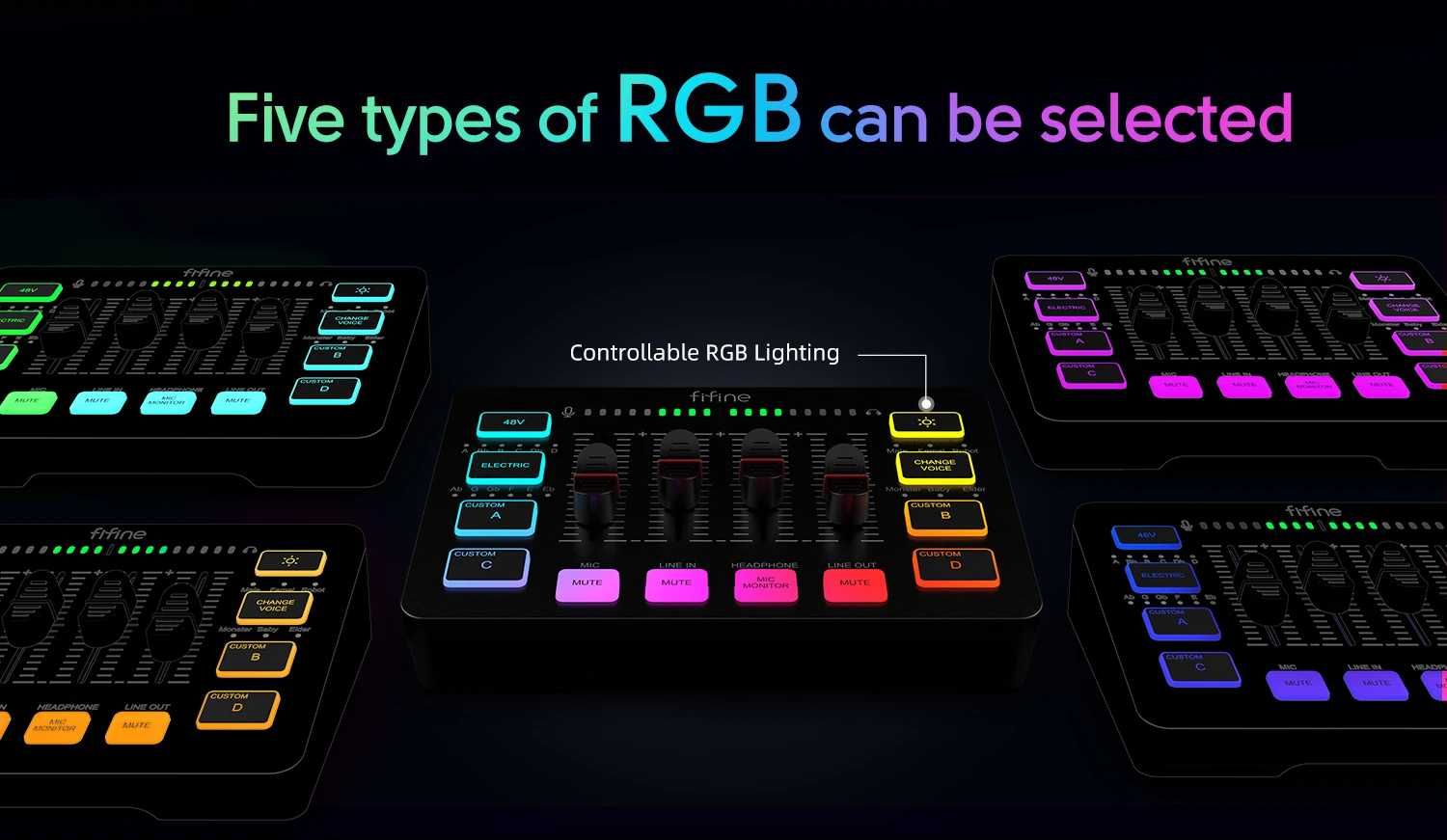 Misturador de Áudio FIFINE Sc3 para jogos, RGB, com entrada XLR (Novo)