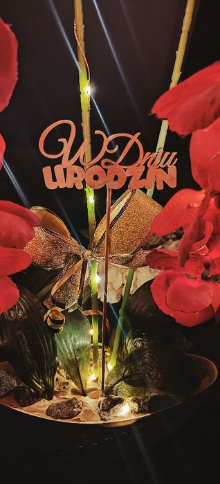 Piękny ogromny storczyk na prezent święta czerwony świecący LED