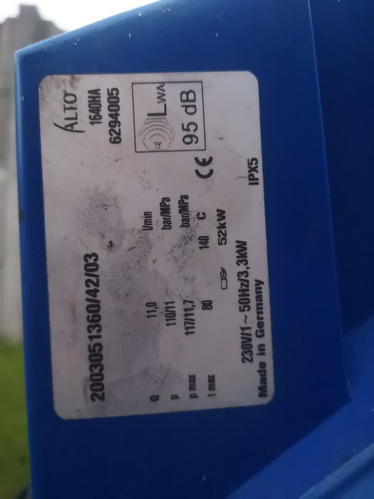 Myjka ciśnieniowa na ciepłą wodę ALTO  1640 HA 230v (Karcher Nilfisk)