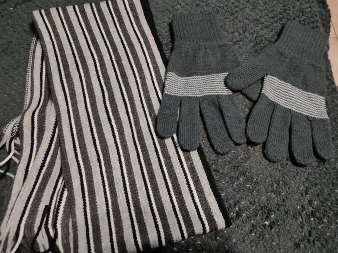 Męski komplet szalik i rękawiczki nowe