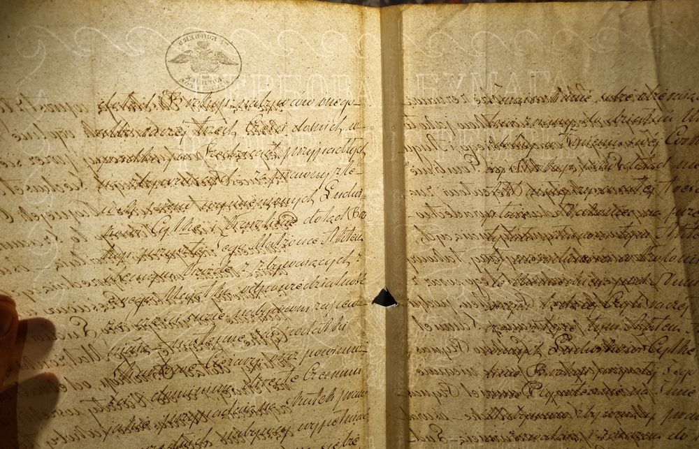 Dokumenty polskie z 1834 r. Znak wodny piękne