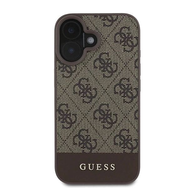 Etui Guess 4G Bottom Stripe na iPhone 16 - brązowe