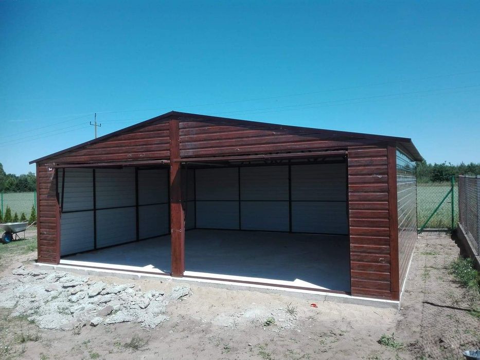 garaże blaszane, wiaty, hale,garaż 6x6 dwuspadowy