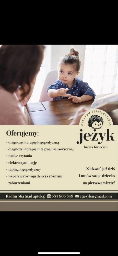 Zajęcia logopedyczne oraz integracji sensorycznej