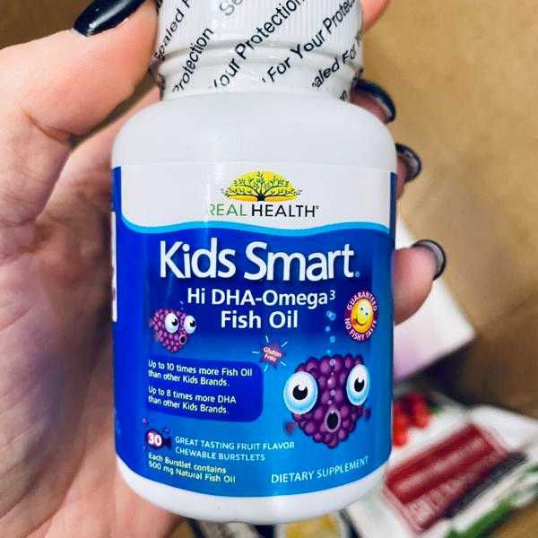 Kids Smart Омега 3 с высоким содержанием ДГК, фруктовый вкус, 30 рыбок