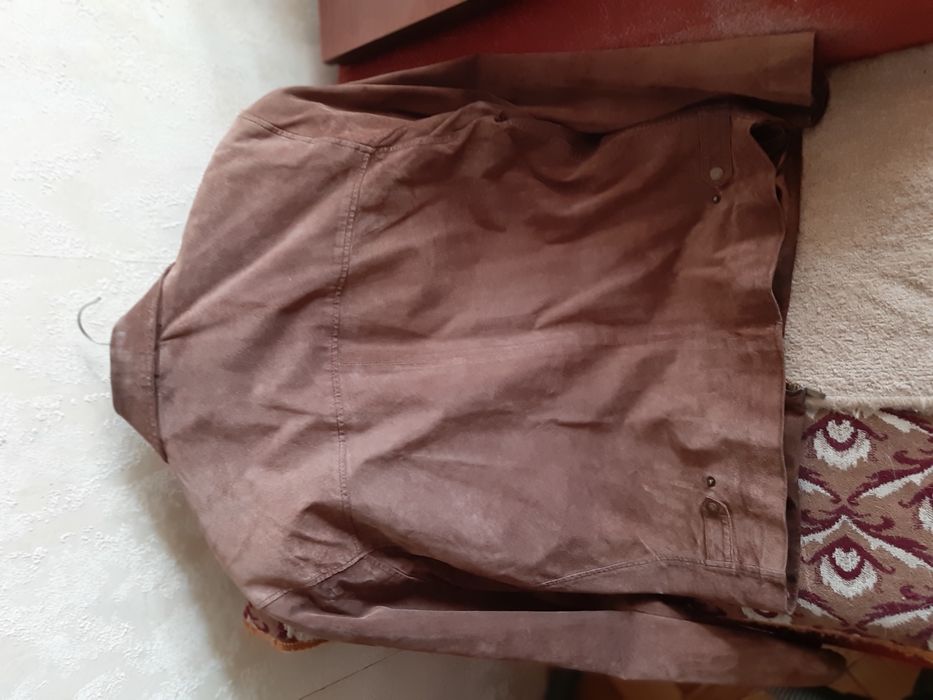 Скидка -40%! Мужская кожаная (нубук) куртка, Италия, размер L (50)
