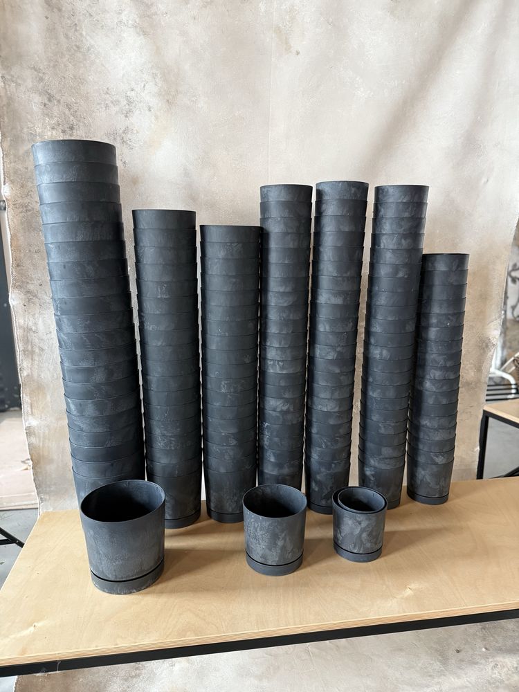 Doniczki plastikowe tubo marmur effect, antracyt 13, 15 i 18 cm