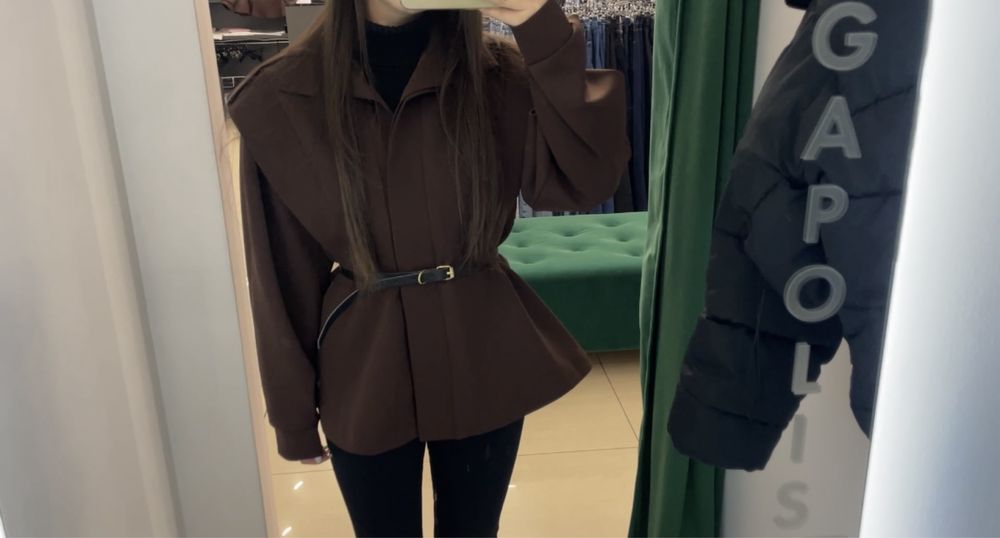 піджак-тренч, осінній, коричневий, s