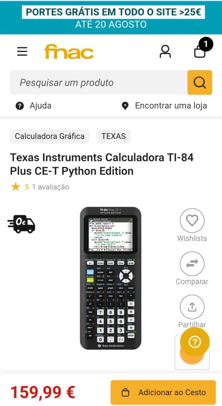Vendo calculadora Texas Inst. TI-84 Plus CE-T