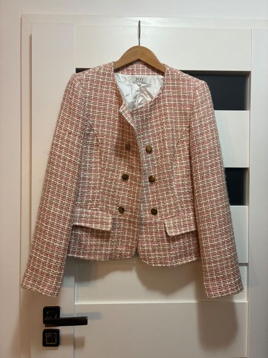 Marynarka w kartkę 40 różowa