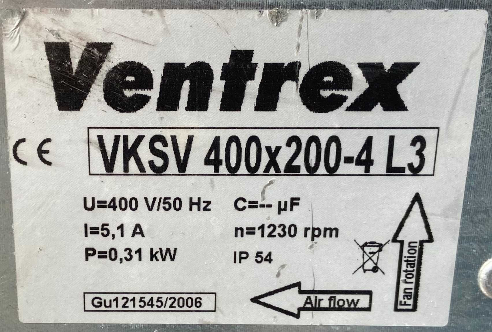 Вентилятор канальный прямоугольный Ventrex VKSV 400x200-4 L3 гарантия