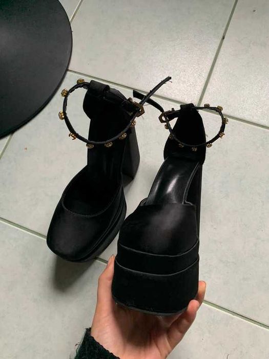 Buty Platformy Wysokie Czarne Bratz Koturny Ala Versace 37