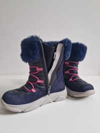 Buty dziecięce zimowe śniegowce granatowo-różowe