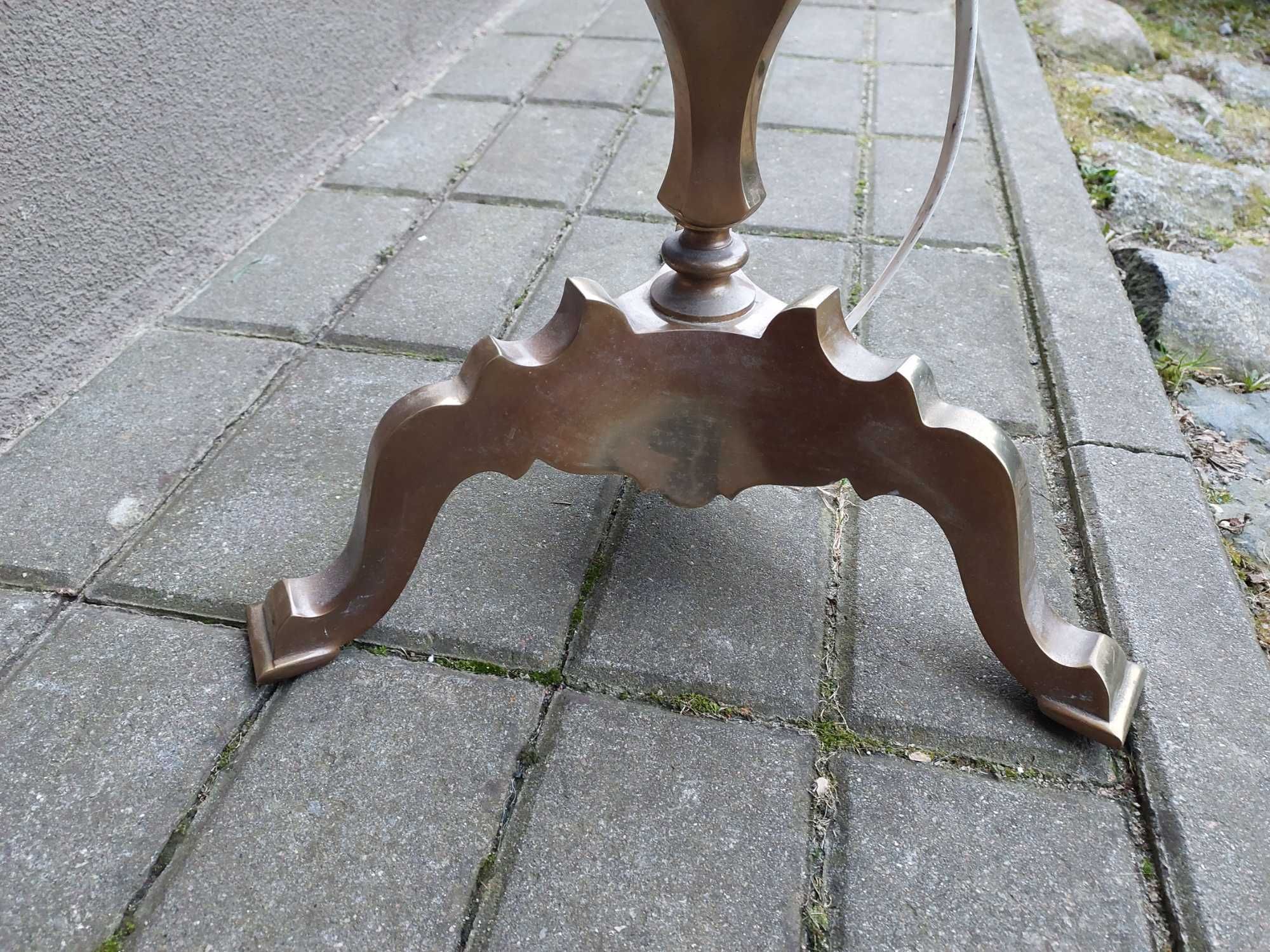 Stara lampa stojąca podłogowa mosiądz 172cm abażur E047