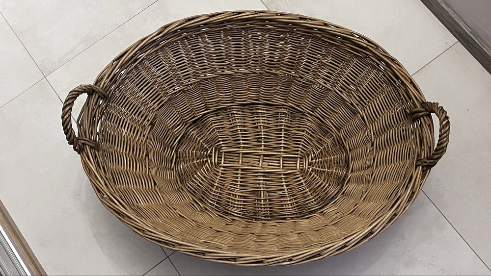 Kosz wiklinowy na pranie owalny duży 70x50cm