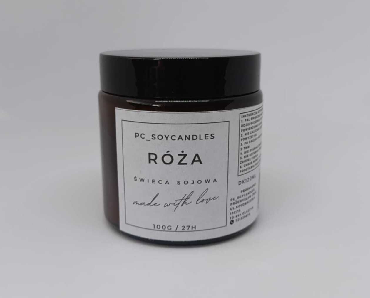Świeca Sojowa Zapachowa Róża 120ml 27h Drewniany Knot