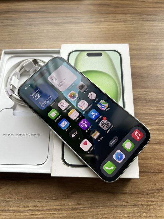 Iphone 15 128GB Green/Komplet*Bez Rat*Wolna Sprzedaż/Bat87%!