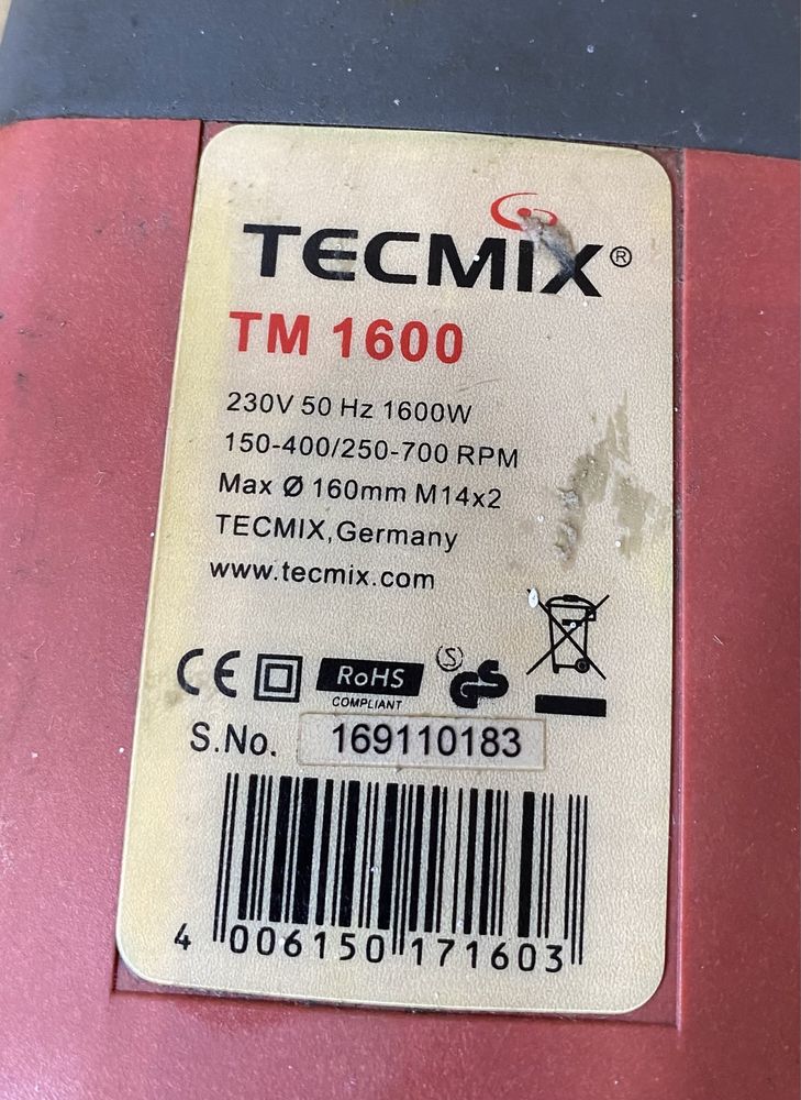 Будівельний міксер → TECMIX TM 1600 на 1,6 кВт. + ВЕНЧИК ! | Germany.