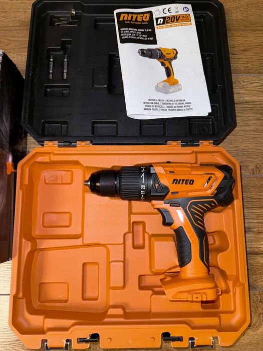 Akumulatorowa wiertarko-wkrętarka udarowa Niteo 20 V Max, 20 V, 45 Nm