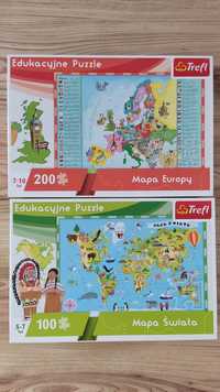 Puzzle Mapa Europy i Mapa świata