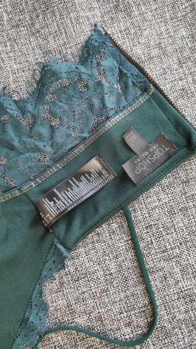 Biustonosz top koronkowy koronka butelkowa zieleń sexy Topshop