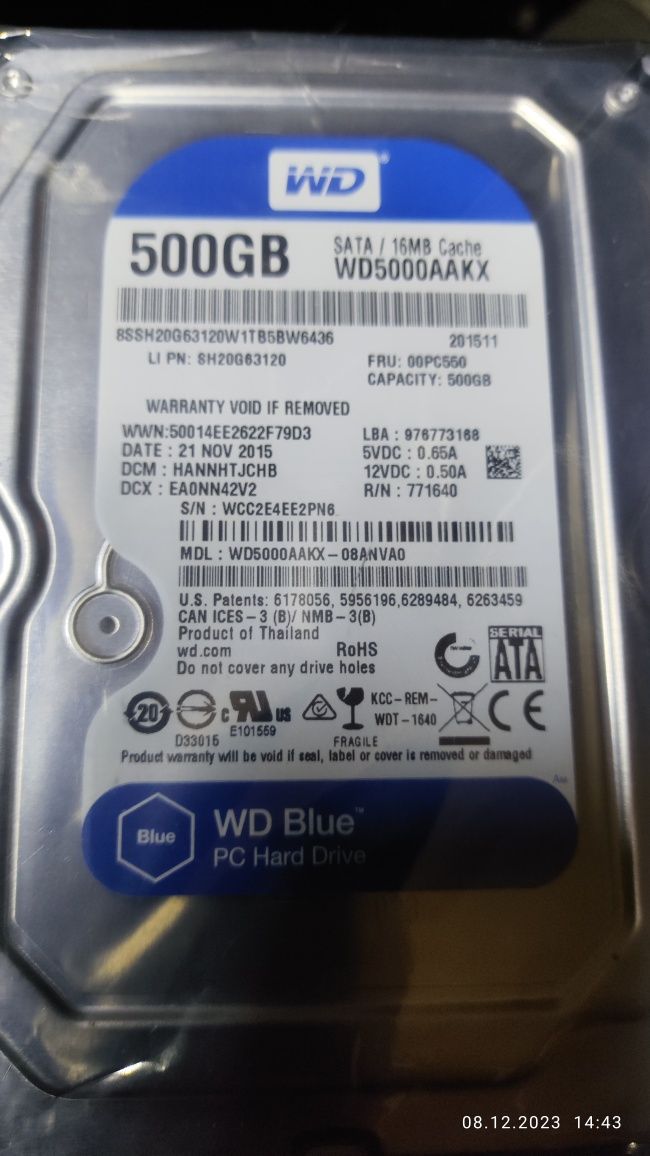 Вінчестер WD 500gb новий