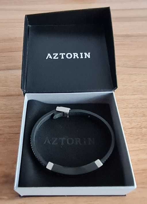 NOWA Bransoletka ze stali szlachetnej i skóry AZTORIN męska/elegancka