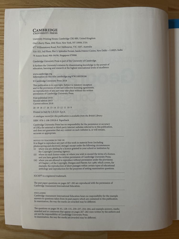 Geography coursebook Cambridge IGCSE , liceum IB