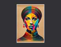 Plakat Kobieta z kolorowej włóczki do salonu- A3