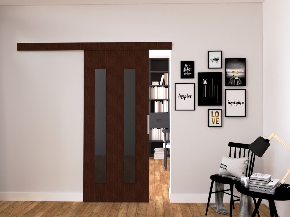 Drzwi przesuwne H80 - 86x205cm Wenge, nowoczesne komplet