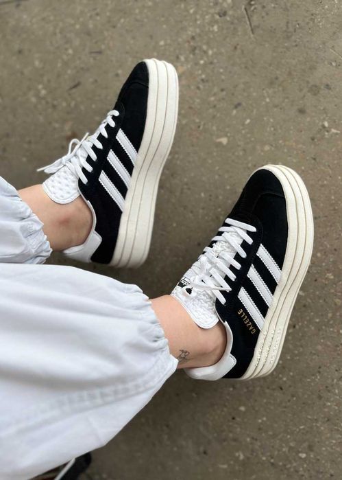Кросівки Adidas Gazelle Bold Platform Black/White premium