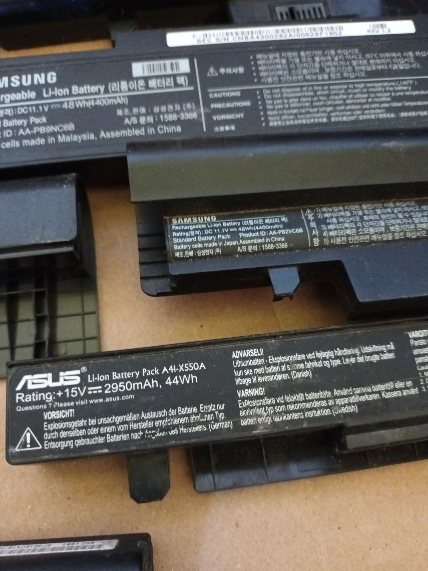 Baterie od laptopów na ogniwa 10 szt