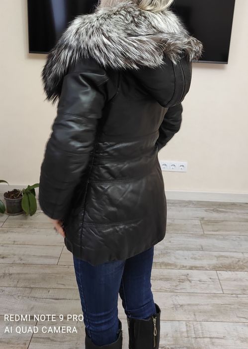 Натуральный кожаный пуховик