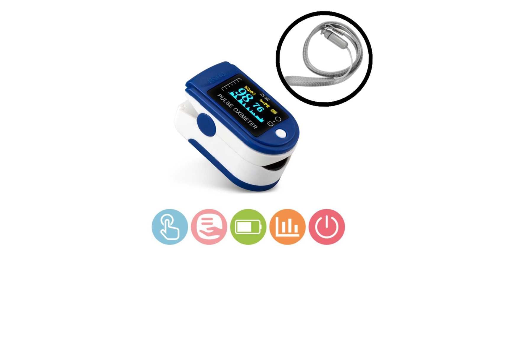 PULSOKSYMETR Pulse Oximeter Certyfikowany biały