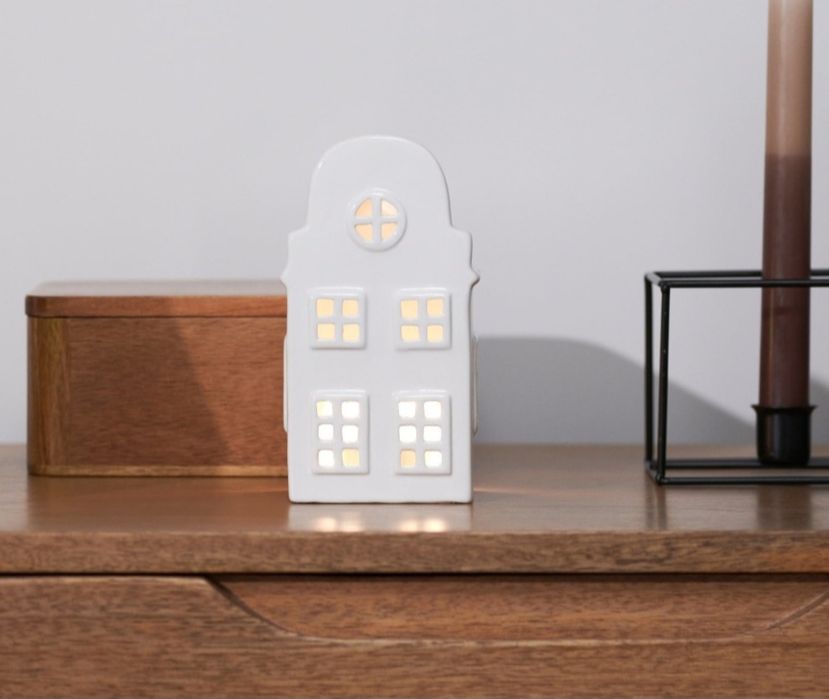 Domek świecznik na tilajt podgrzewacz biały ceramika Nowy