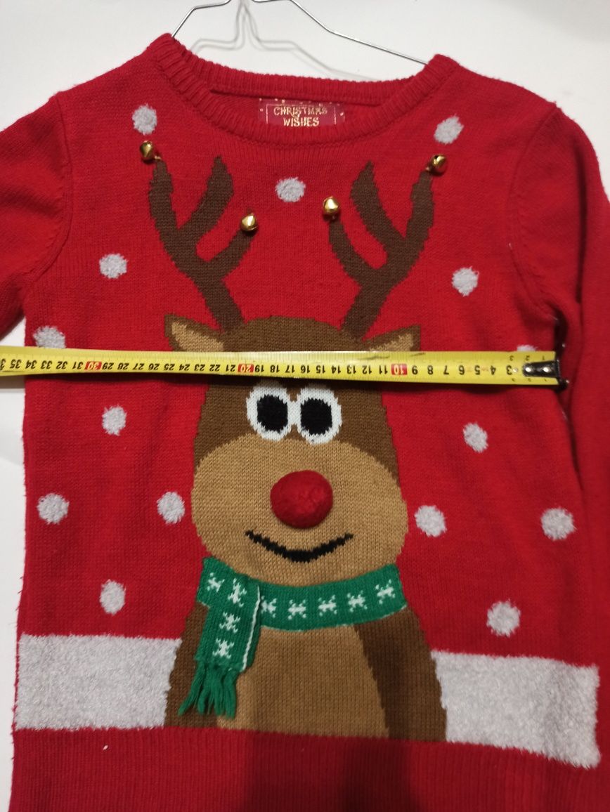 Свитер пуловер новогодний детский с оленями