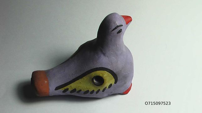 Детская игрушка музыкальная свистулька птичка из глины