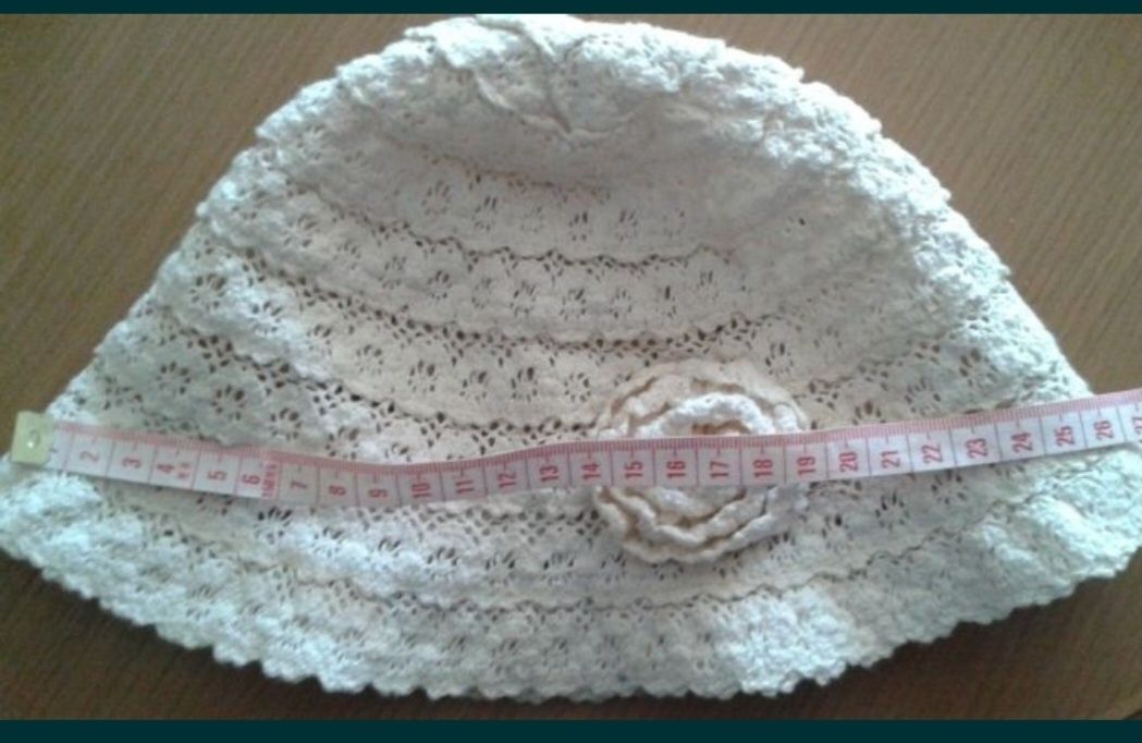 Kapelusz dziewczęcy letni wizytowy elegancki obwód 52cm