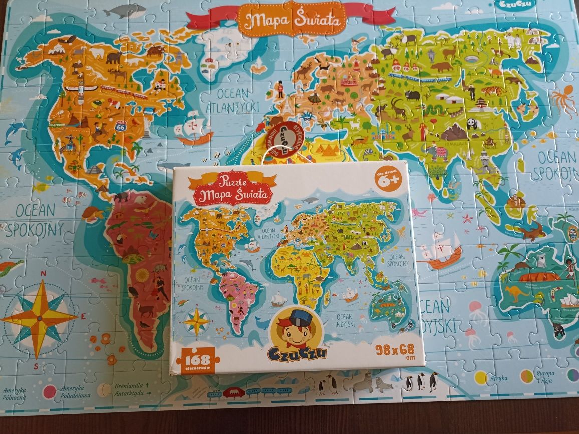 Puzzle Mapa świata 168 elementów