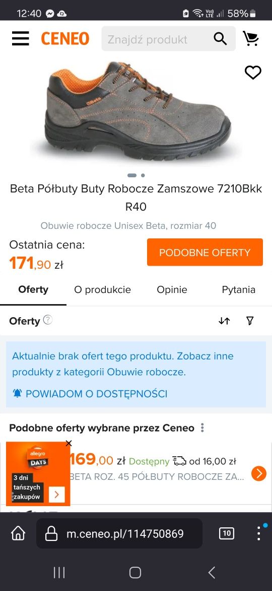 Buty robocze/ochronne  Beta Utensili 7210bkk rozmiar  36