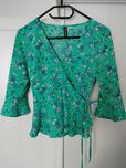 Bluzka z baskinką wiązana kimono falbanką H&M 36/S