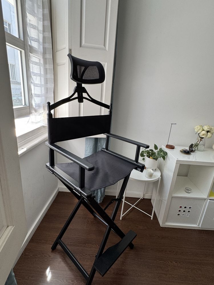 Cadeira de maquilhagem NOVA de aluminio com encosto