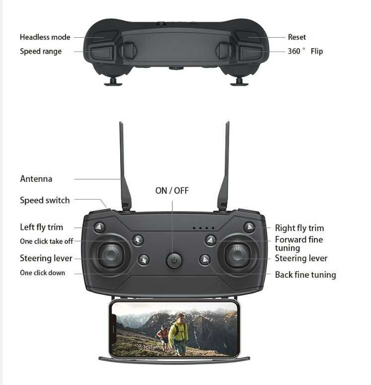 Dron E88Pro 2 kamery quadrocopter WiFi szary