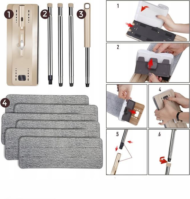 masthome zestaw mopów z wiaderkiem + 6 podkładek do mopa
