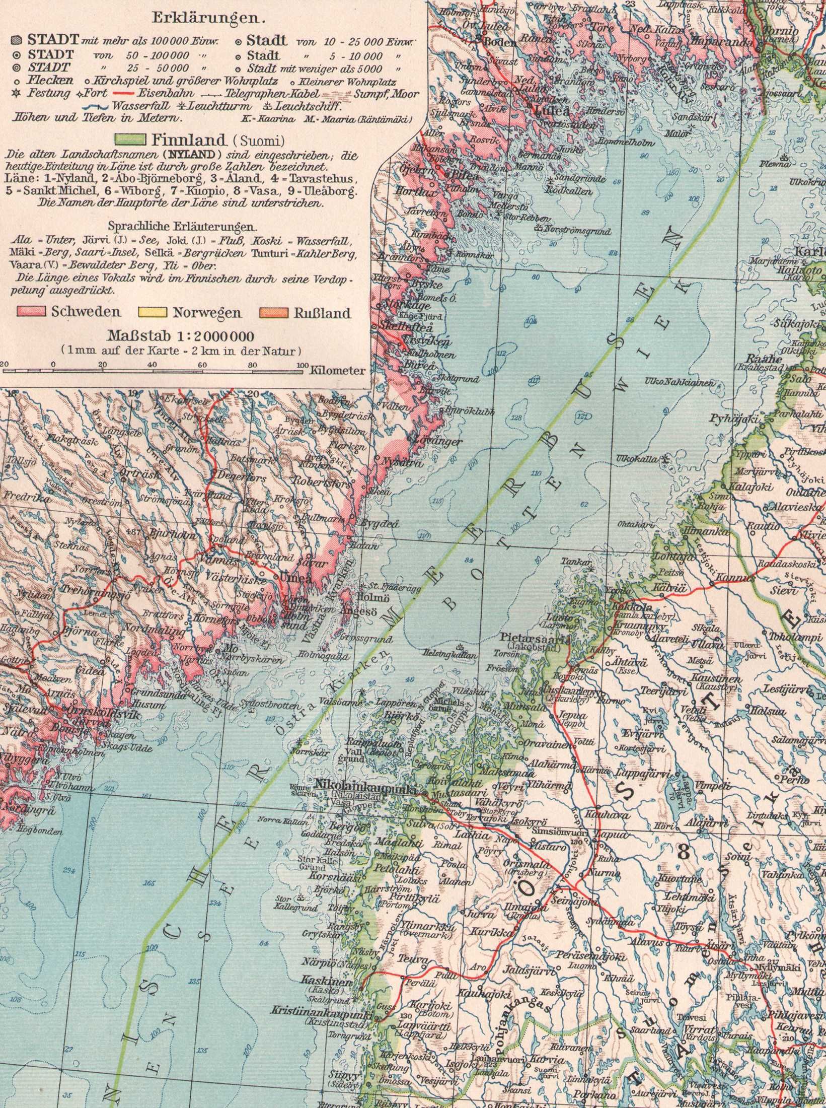 Finlandia. Duża efektowna mapa 1929 r. autentyk