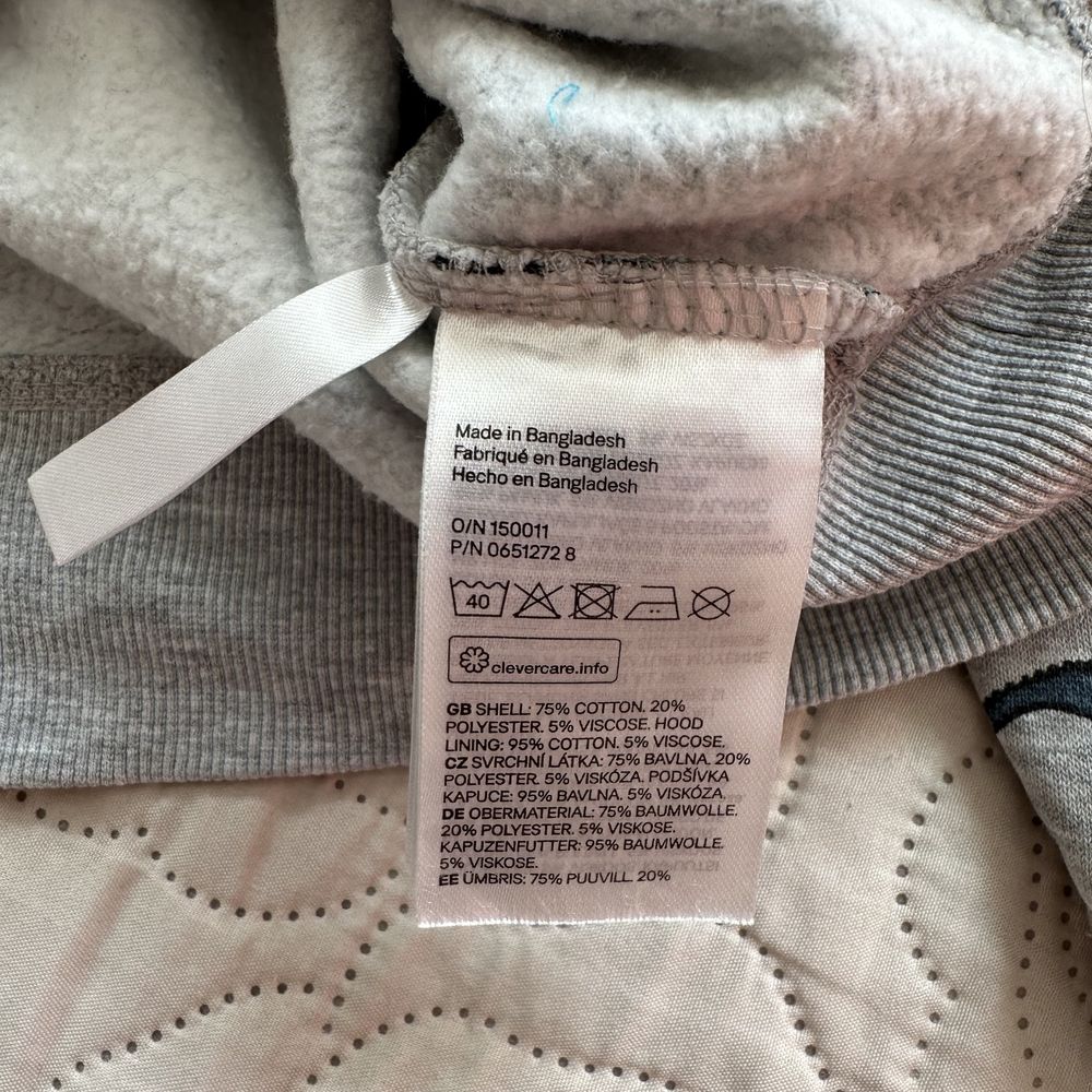 H&M 98/104cm bluza chłopięca dinozaury szara kaptur