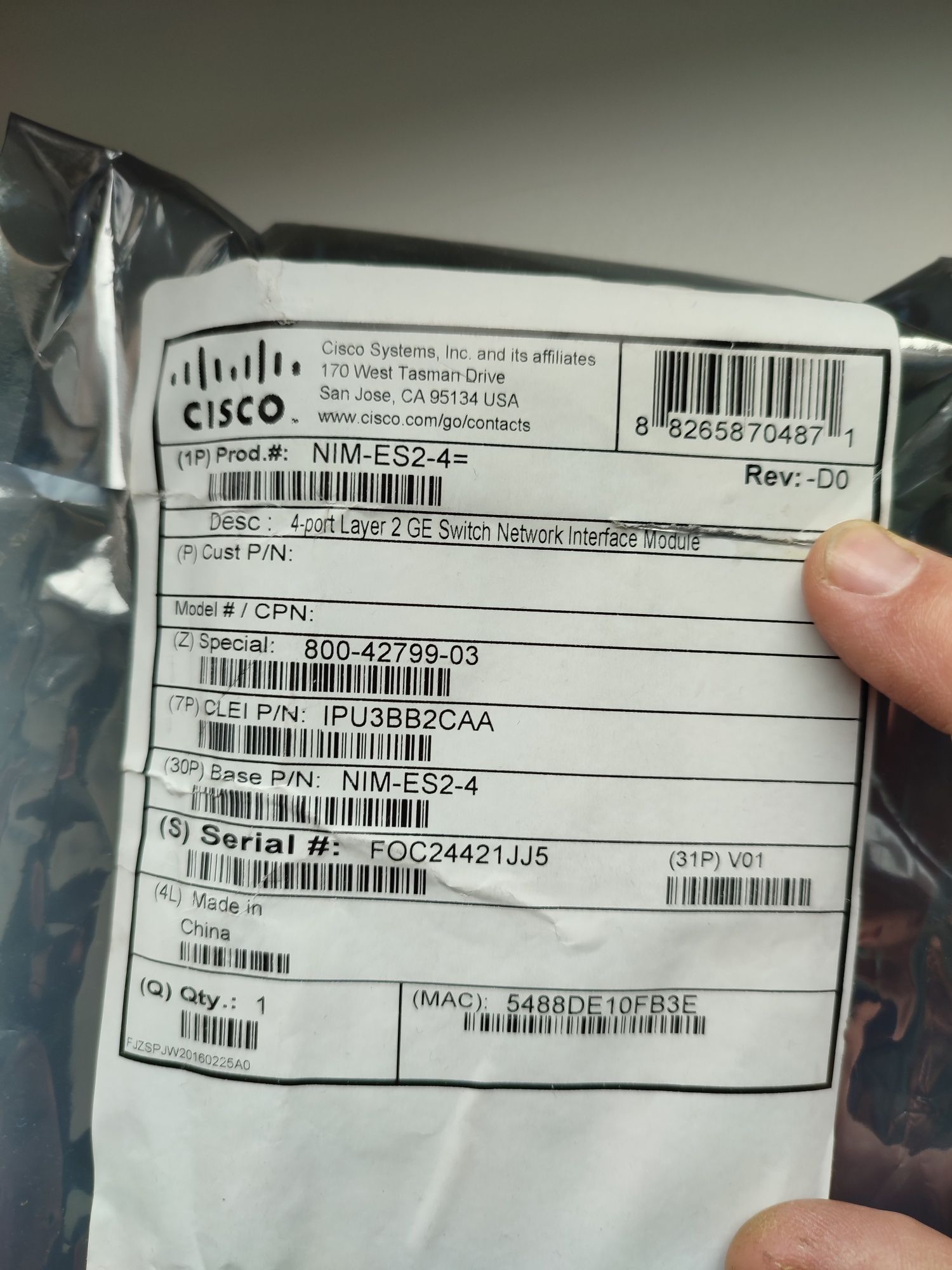 Cisco плата на компьютер